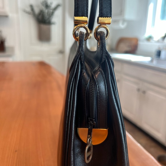 Dior Black Leather Shoulder Bag with Gold Accents Rare Gorgeous Vintage bag - Picture 14 of 16